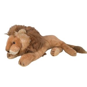 WEGO Lion Plush Stuffed Animal Toy Realistic Mane Brown Tan Lying Down Pose